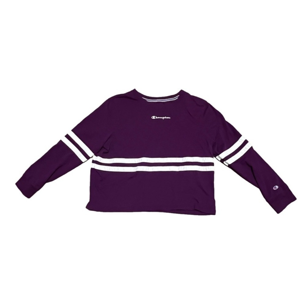 Champion Purple With White Stripes Boxy Long Sleeve Women’s Size L